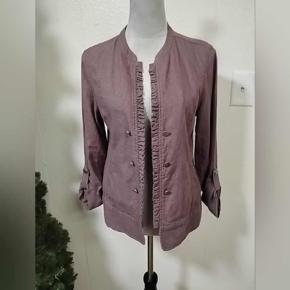 Maurices MauveRuffled JacketMaurices Lavender Purple Open Front Blazer Roll Up S